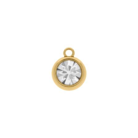 Pingente Ponto de Luz Ouro com Strass 15mm