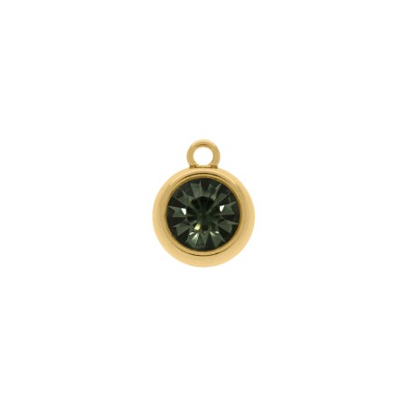 Pingente Ponto de Luz Ouro com Strass Black 15mm