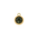 Pingente Ponto de Luz Ouro com Strass Black 15mm