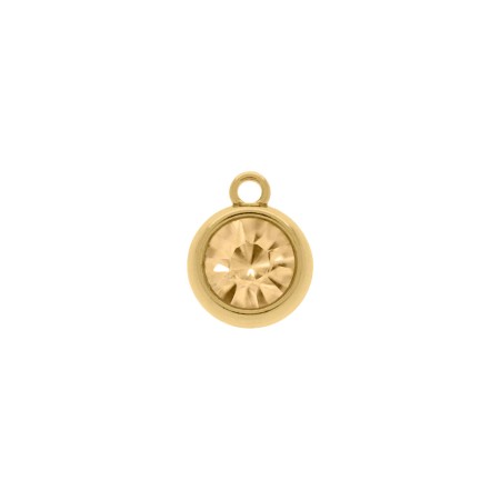 Pingente Ponto de Luz Ouro com Strass Dourado 15mm