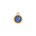 Pingente Ponto de Luz Ouro com Strass Azul 15mm