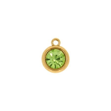Pingente Ponto de Luz Ouro com Strass Verde 15mm