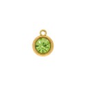 Pingente Ponto de Luz Ouro com Strass Verde 15mm