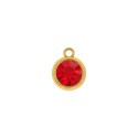 Pingente Ponto de Luz Ouro com Strass Vermelho 15mm