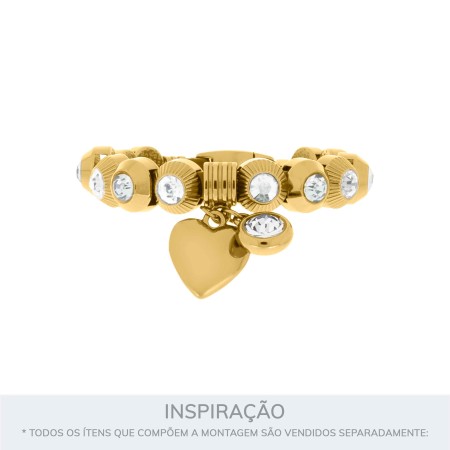 Pingente Ponto de Luz Ouro com Strass 15mm