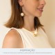 Brinco Esferas Dourado com Off White