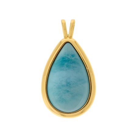 Pingente Gota Dourado com Azul Turquesa 63mm