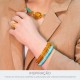 Bracelete Dourado com Azul Turquesa 68mm