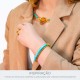 Bracelete Dourado com Azul Turquesa 68mm