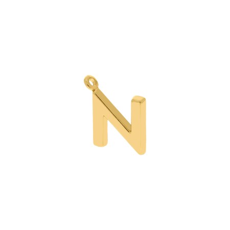 Pingente Letra N Dourado 15mm