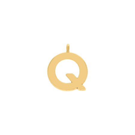 Pingente Letra Q Dourado 15mm