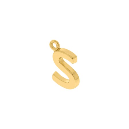 Pingente Letra S Dourado 15mm