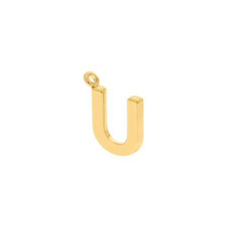 Pingente Letra U Dourado 15mm