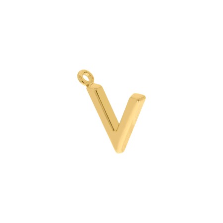 Pingente Letra V Dourado 15mm