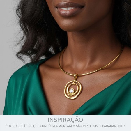 Pingente Precioso Ouro com Cristal 52MM