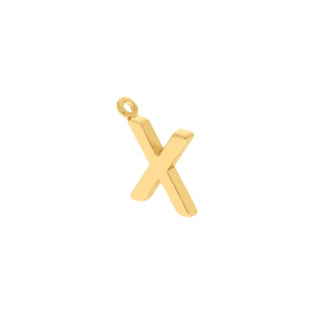 Pingente Letra X Dourado 15mm