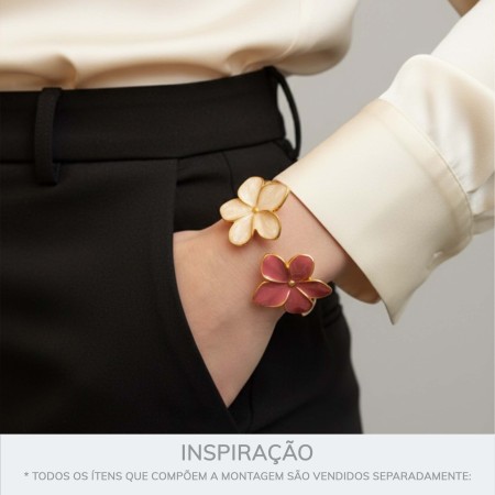 Ponteira Flor Orgânica Ouro com Perolizado 37mm