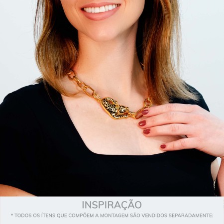 Pingente Onça Dourada com Preto 25mm