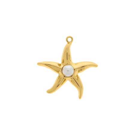 Pingente Estrela-do-Mar Dourada com Pérola 42mm