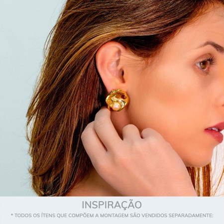 Brinco Ostra Dourado com Pérola 24mm