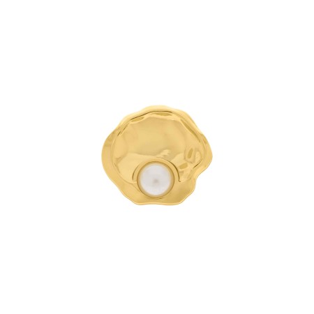 Brinco Ostra Dourado com Pérola 24mm
