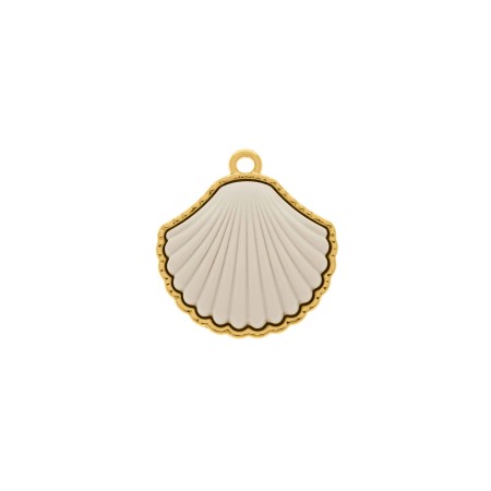 Pingente Concha do Mar Dourado com Off White 28mm