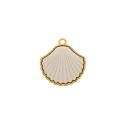 Pingente Concha do Mar Dourado com Off White 28mm