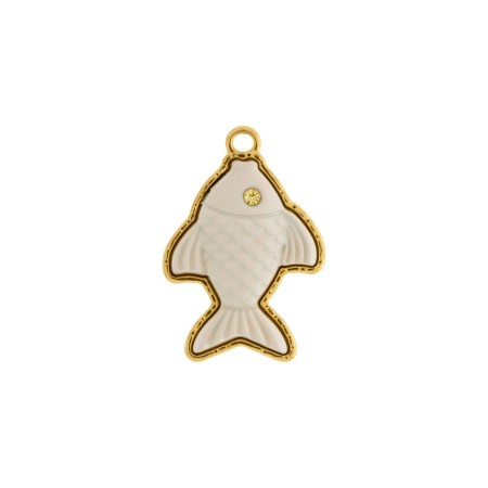 Pingente Peixe Dourado com Off White 32mm