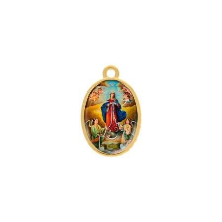 Pingente Medalha Nossa Senhora Desatadora de Nos Dourado 23mm