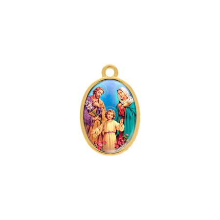 Pingente Medalha Sagrada Família Dourado 23mm