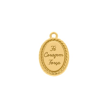 Pingente Medalha Lisa Dourado 23mm