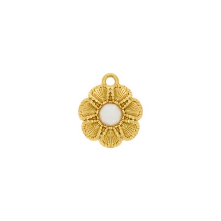 Pingente Flor Ouro com Pérola 20mm
