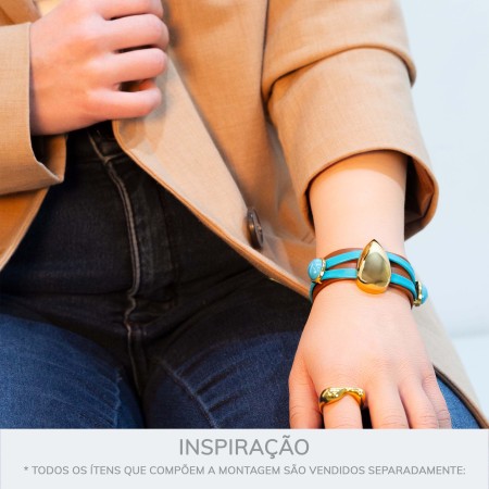 Passador Oval Dourado com Azul 16mm