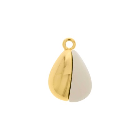 Pingente Gota Dourado com Off White 24mm