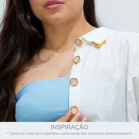 Botão Redondo de metal Dourado com resina Perolizada 20mm