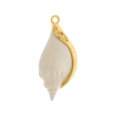 Pingente Concha Dourada com Off White 71mm