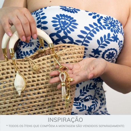 Pingente Concha Dourada com Off White 71mm