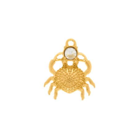 Pingente Caranguejo Dourado com Strass 30mm