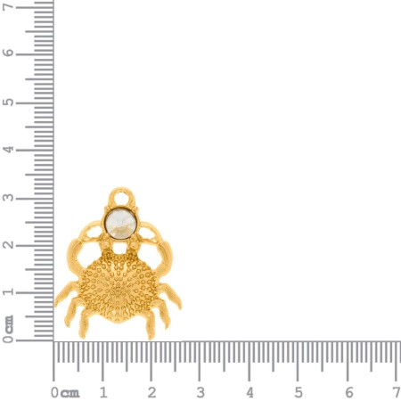 Pingente Caranguejo Dourado com Strass 30mm