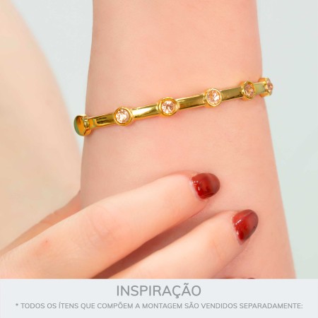 Bracelete Dourado Shine com Rosa 68mm