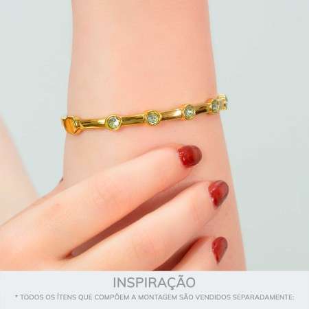 Bracelete Dourado Shine com Verde 68mm