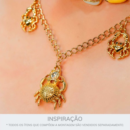 Pingente Caranguejo Dourado com Strass 30mm