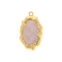 Pingente Orgânico Dourado com Rosa Translúcido 44mm