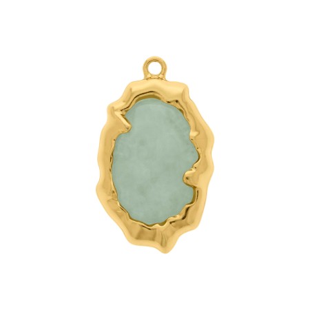 Pingente Orgânico Dourado com Verde Translúcido 44mm