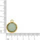 Pingente Medalha Orgânico Dourado com Verde Translúcido 21mm