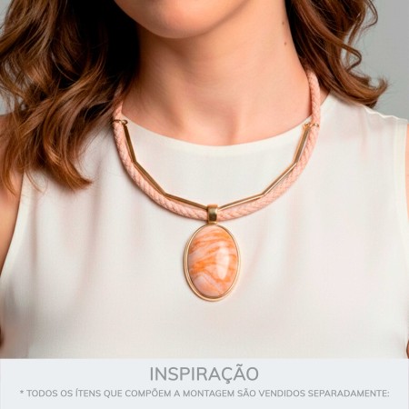 Pingente Medalha Oval Dourado com Marmorizado 52mm