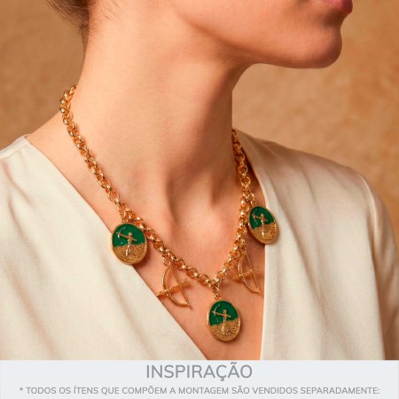 Pingente Arco e Fecha Oxóssi Níquel 34mm