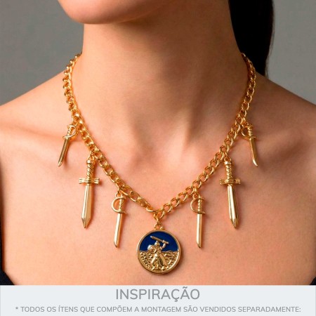 Pingente Espada de Ogum Dourado 33mm