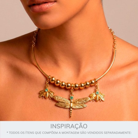 Pingente Libélula Dourado 50mm