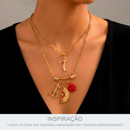 Pingente Tridente de Exu Dourado